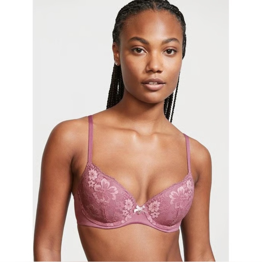 Victoria’s Secret Body by Victoria Lined Demi Mauve Pink Floral Lace Bra 34D